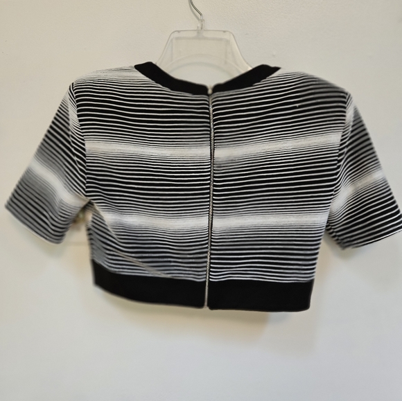 Elliatt NWT M expression monochrome stripe crop top black/white Back Zip - Picture 2 of 9